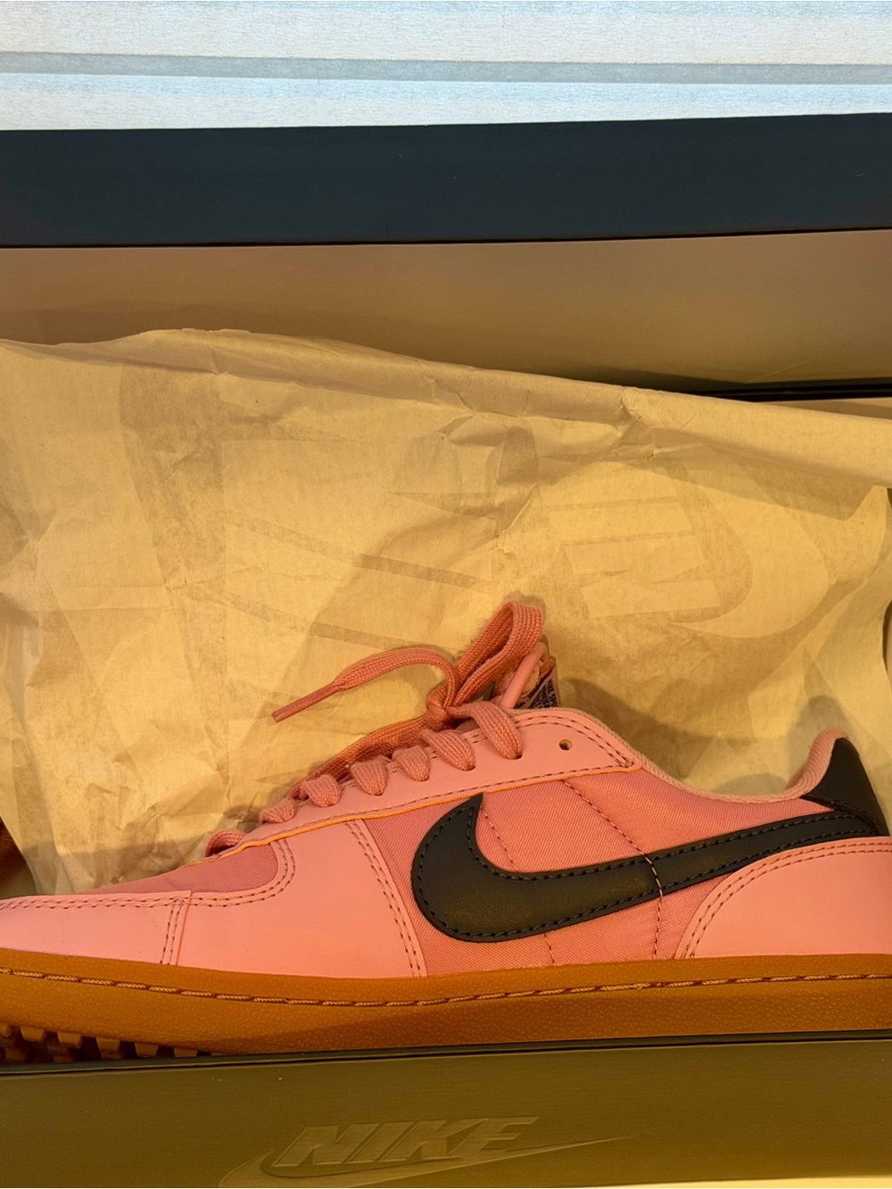 Nike Women’s Field General Pink Sneakers Gum Sole Elemental Pink Obsidian Swoosh - Picture 6 of 7